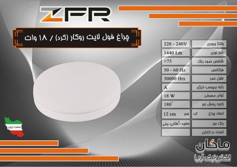 پنل روکار فول لایت 18 وات ZFR